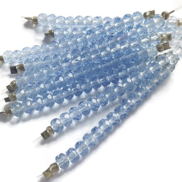 As Low As $2 Pale Blue Faceted Fire Polish Rondelle Czech Beads 5mm x 3.5mm (15) - Picture 2 of 2